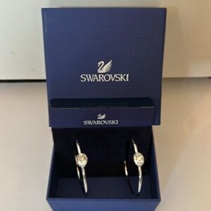 VTG Swarovski Crystal Hoop Earrings Black/Silver